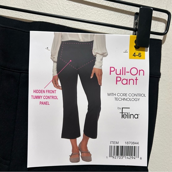 NWT Felina Black Pull On Casual Dress Pants w/ Tummy Control Panel - Size Small - Picture 4 of 10